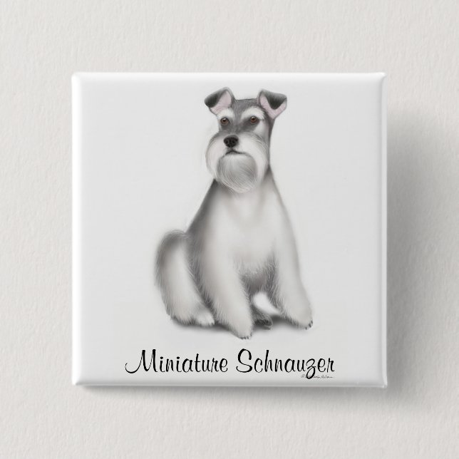 Bóton Quadrado 5.08cm Pin do Schnauzer diminuto (Frente)