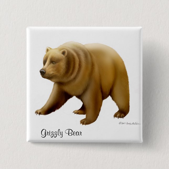 Bóton Quadrado 5.08cm Pin do urso de urso (Frente)