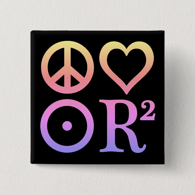 Bóton Quadrado 5.08cm Pin dos símbolos de PLUR (Frente)