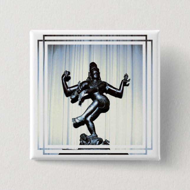 Bóton Quadrado 5.08cm Pin Hindu de Shiva (Frente)