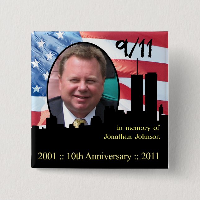 Bóton Quadrado 5.08cm Pin pessoal do aniversário do memorial 911 (Frente)