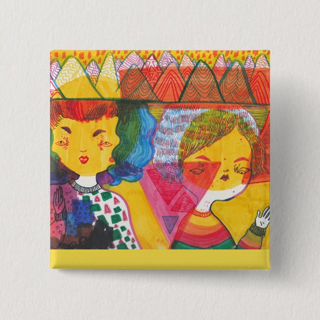 Bóton Quadrado 5.08cm Pin psicadélico dos borrachos | (Frente)