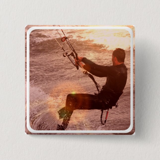 Bóton Quadrado 5.08cm Pin quadrado de Kiteboard (Frente)