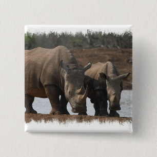 Bóton Quadrado 5.08cm Pin quadrado dos Rhinos pretos