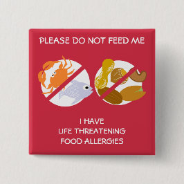 Bóton Quadrado 5.08cm Pin risco de vida da alergia dos peixes e dos