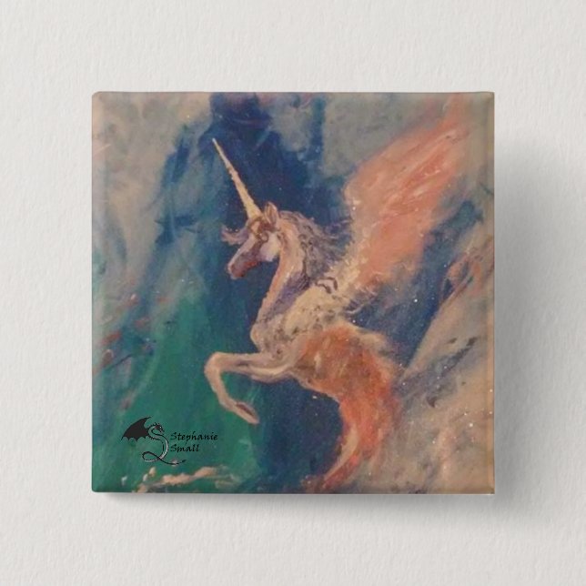 Bóton Quadrado 5.08cm Pin voado Campchurch do unicórnio do mar (Frente)
