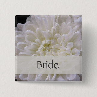 Bóton Quadrado 5.08cm Pin Wedding branco para a noiva