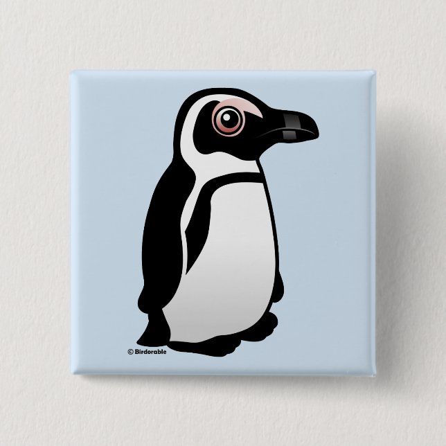 Bóton Quadrado 5.08cm Pinguim africano (Frente)