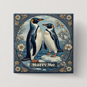 Bóton Quadrado 5.08cm Pinguim Casa No Lago De Inverno Neve Geleira