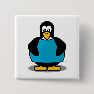 Bóton Quadrado 5.08cm Pinguim com camisa