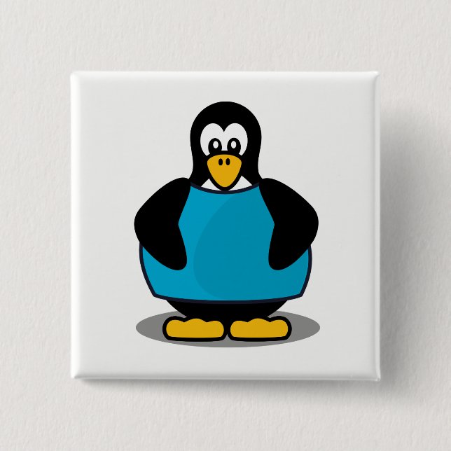 Bóton Quadrado 5.08cm Pinguim com camisa (Frente)