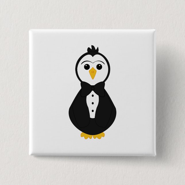 Bóton Quadrado 5.08cm Pinguim-de-Boca (Frente)
