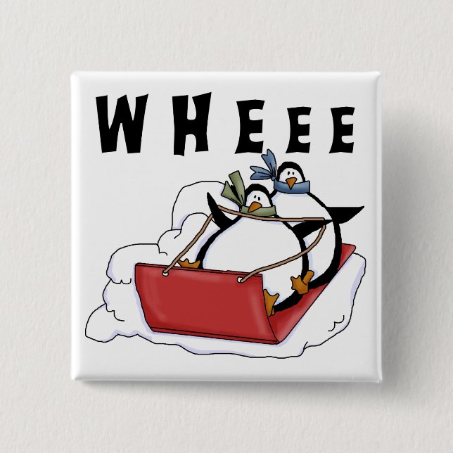 Bóton Quadrado 5.08cm Pinguins Camisetas e presentes (Frente)