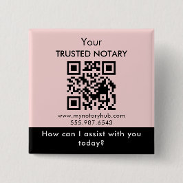 Bóton Quadrado 5.08cm Pink Black Notary Branding with QR Code