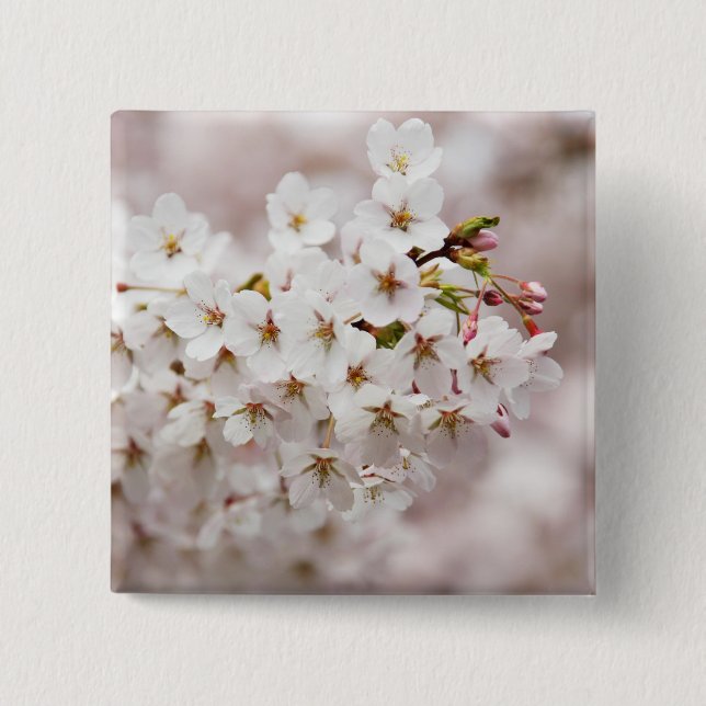 Bóton Quadrado 5.08cm Pink Blossom Buds (Frente)