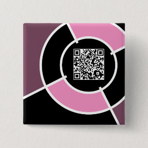 Bóton Quadrado 5.08cm pink bullseye QR code