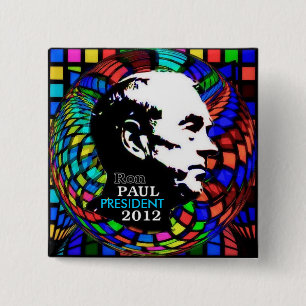 Bóton Quadrado 5.08cm Pino 2012 quadrado psicadélico de Ron Paul