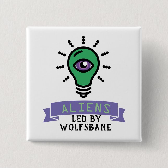 Bóton Quadrado 5.08cm Pino de Aliens da Equipe Scrimo (Frente)