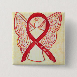 Bóton Quadrado 5.08cm Pino de Arte Personalizada Anjo da Faixa Vermelha