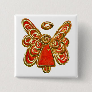 Bóton Quadrado 5.08cm Pino de Botão Feriado Personalizado do Anjo do Red