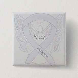 Bóton Quadrado 5.08cm Pino de Fita de Anjo com Depressão Pós-Parto