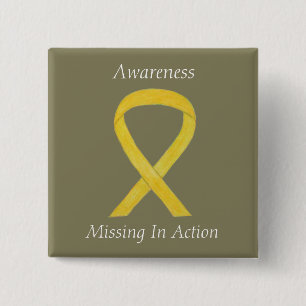 Bóton Quadrado 5.08cm Pino de Fita de Consciência Ausente em Ação (MI