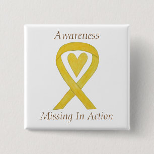 Bóton Quadrado 5.08cm Pino de Fita de Consciência Ausente em Ação (MIA)