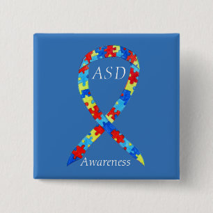 Bóton Quadrado 5.08cm Pino de Fita de Quebra-cabeça do Autismo Spectrum