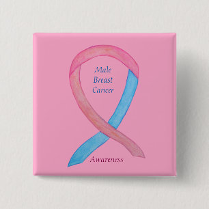 Bóton Quadrado 5.08cm Pino de Fita de Sensibilização Rosa do Cancer da