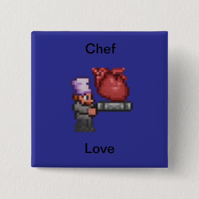 Bóton Quadrado 5.08cm Pino do Amor Chef (Frente)