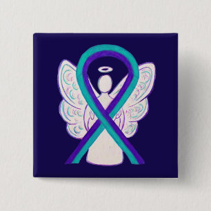 Bóton Quadrado 5.08cm Pino do Anjo da Fita de Sensibilização do Roxo e d