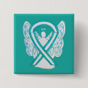 Bóton Quadrado 5.08cm Pino do Botão Anjo de Sensibilização do Cancer