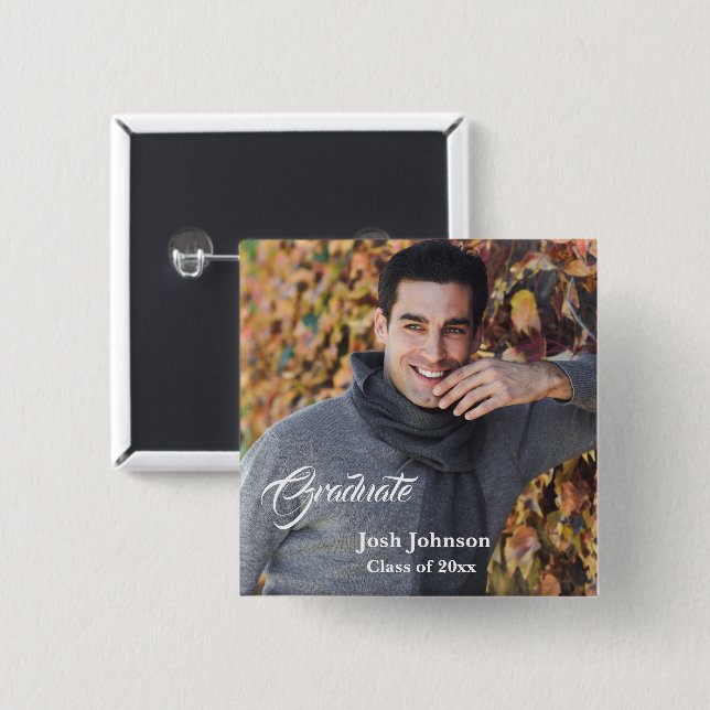 Bóton Quadrado 5.08cm Pino do botão do formando (Frente & Verso)