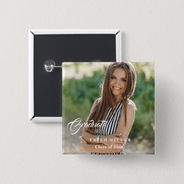 Bóton Quadrado 5.08cm Pino do botão do formando (Frente & Verso)