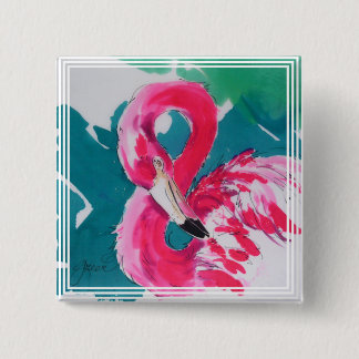 Bóton Quadrado 5.08cm Pino do botão Flamingo Art Fabuloso