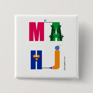 Bóton Quadrado 5.08cm Pino do Mah Jongg MAHJ