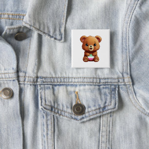 Bóton Quadrado 5.08cm Pino do Urso do Orgulho Abrosexual, Cute, Botão Ab