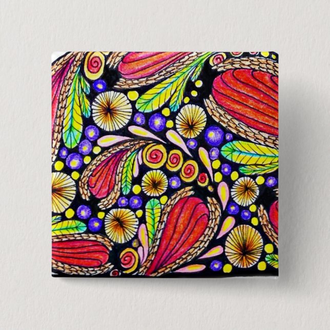 Bóton Quadrado 5.08cm Pino original da arte (2 polegadas) (Frente)