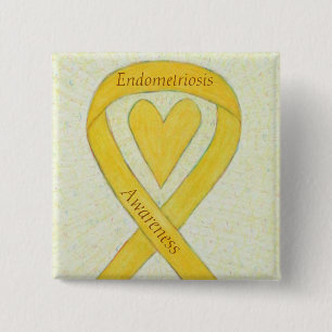 Bóton Quadrado 5.08cm Pino Personalizado da Fita Coração de Sensibiliz