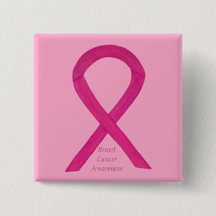 Bóton Quadrado 5.08cm Pino Personalizado da Fita de Consciência Rosa-Qu