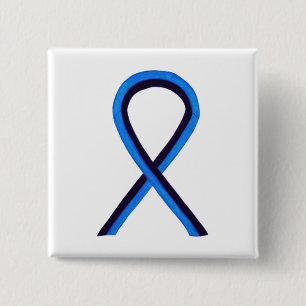 Bóton Quadrado 5.08cm Pino Personalizado de Consciência da Fita Azul e P