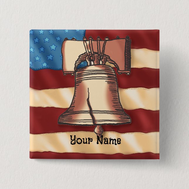 Bóton Quadrado 5.08cm Pino quadrado do Liberty Bell (Frente)