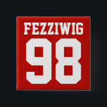 Bóton Quadrado 5.08cm Pino Quadrado do Número e Nome do Atleta Personali<br><div class="desc">Equipe Lawrence está feliz em oferecer a você a chance de fazer seu próprio pino de fotos personalizado com seu nome e número de jogador nele. Altere a cor de fundo ou a cor do texto para variações intermináveis!</div>