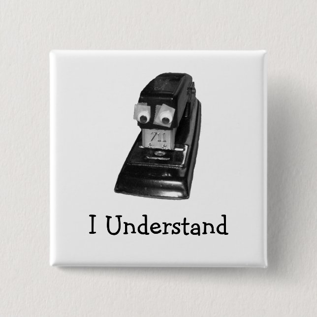 Bóton Quadrado 5.08cm Pino StaplerGuy (Frente)