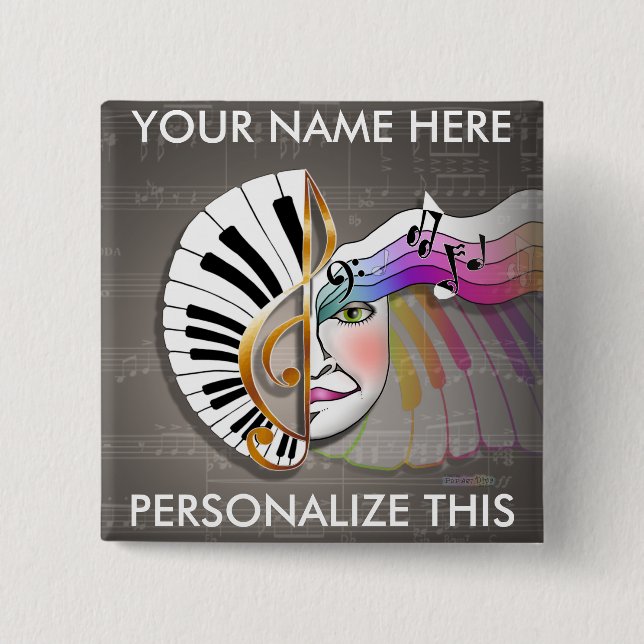 Bóton Quadrado 5.08cm PINOS da máscara da música (Frente)