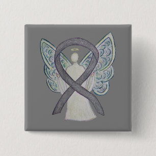 Bóton Quadrado 5.08cm Pinos de Arte da Fita de Ângulo de Silver Sparkle