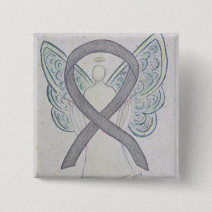 Bóton Quadrado 5.08cm Pinos de Arte da Fita de Sensibilização do Anjo