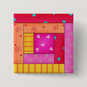 Bóton Quadrado 5.08cm Pinos de Arte de Bloco de Cabina de Correspondênci