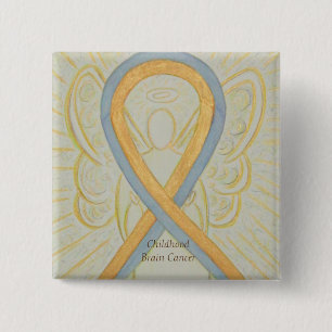 Bóton Quadrado 5.08cm Pinos de Friso de Consciência do Anjo do Cancer do
