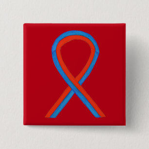 Bóton Quadrado 5.08cm Pinos do botão de consciência azul e vermelho da